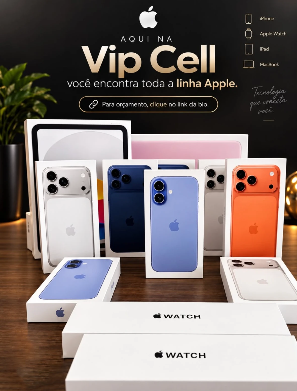 Caixas de iPhone, iPad e Apple Watch lacradas